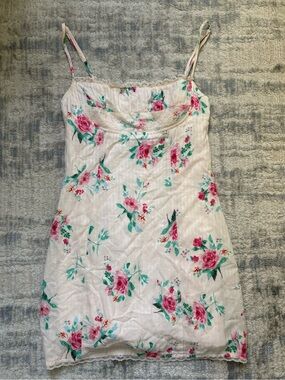 Pink Floral Spaghetti Strap Mini Dress - Lightweight Summer Slip